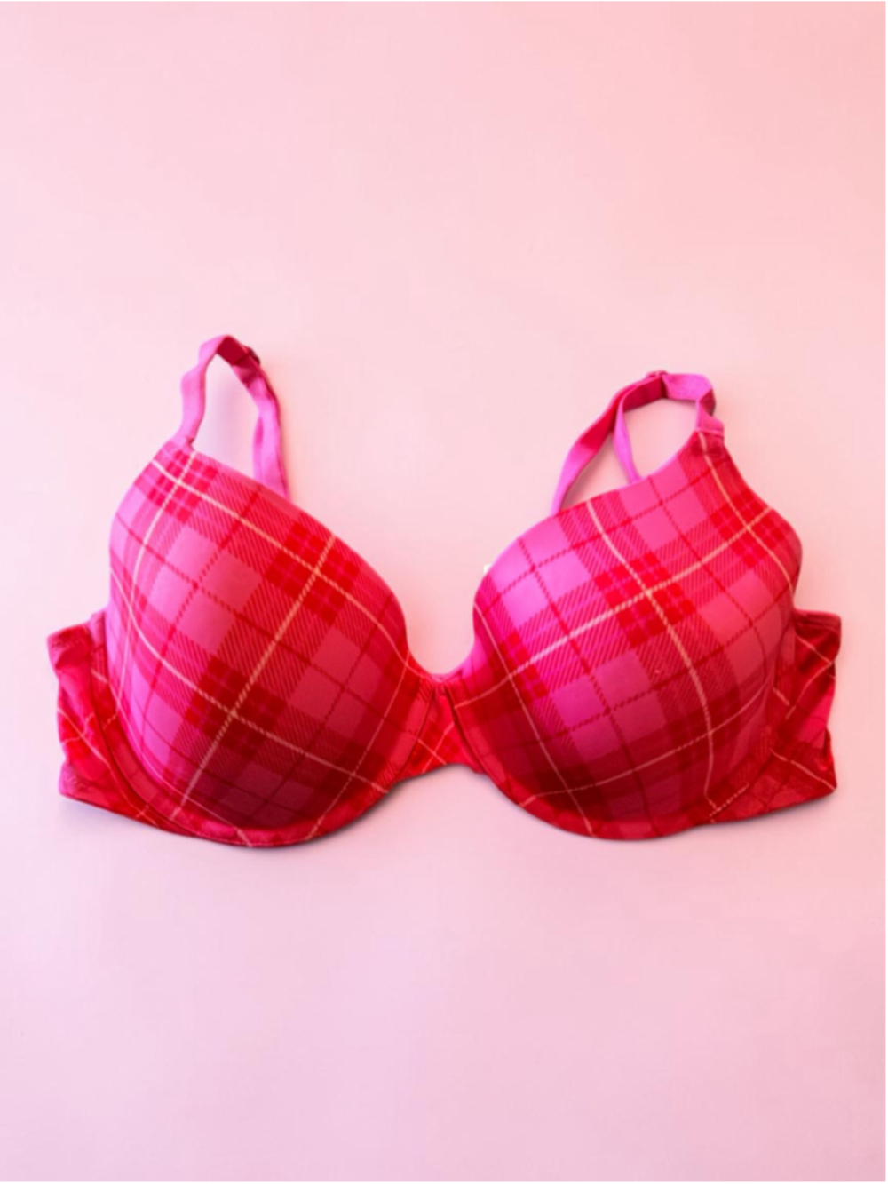 Women's Victoria's Secret Plaid Bra 36D Pink Red